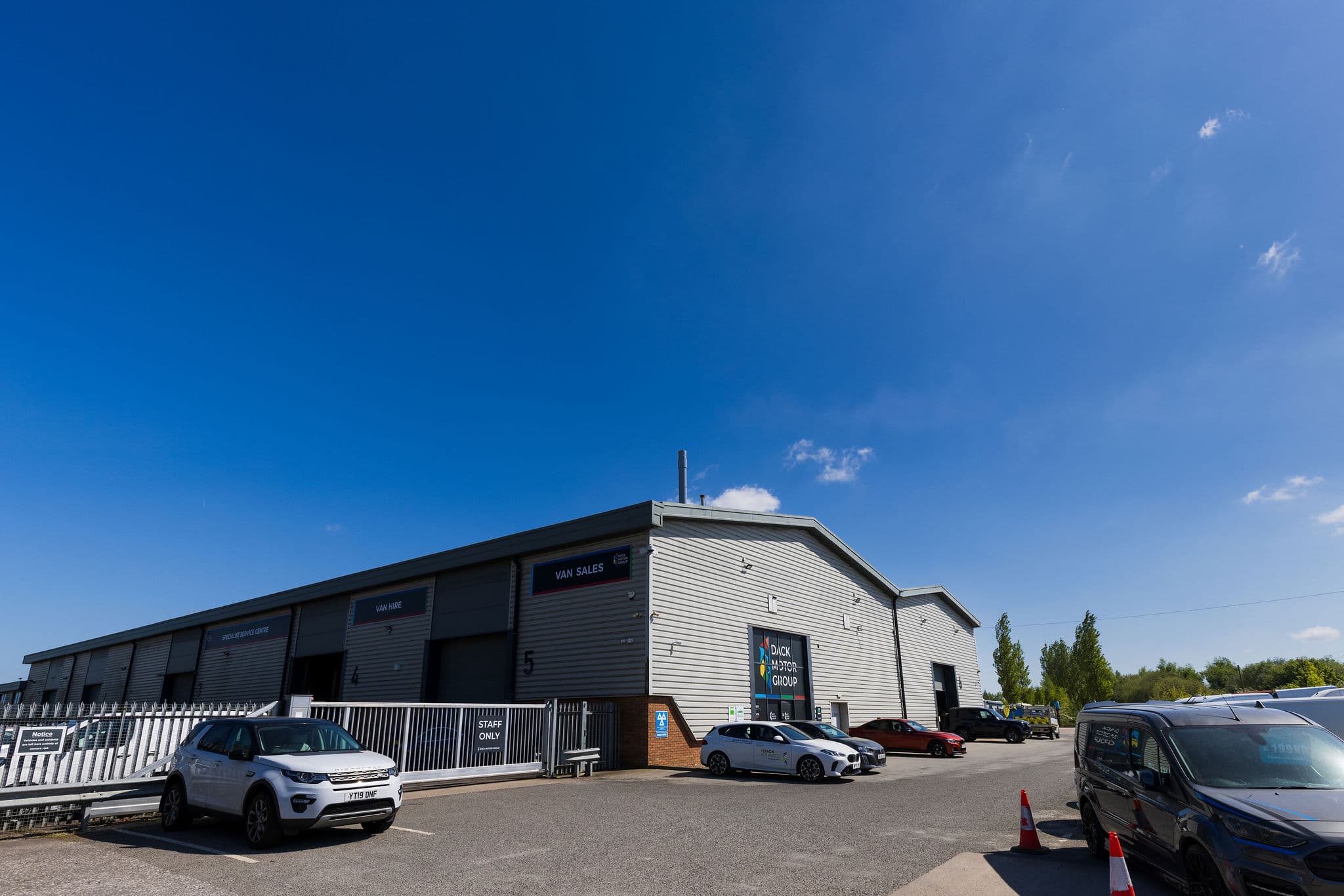 The Dack Motor Group site on Whisby Road, Lincoln, with van sales, van hire and specialist service centre units side by side